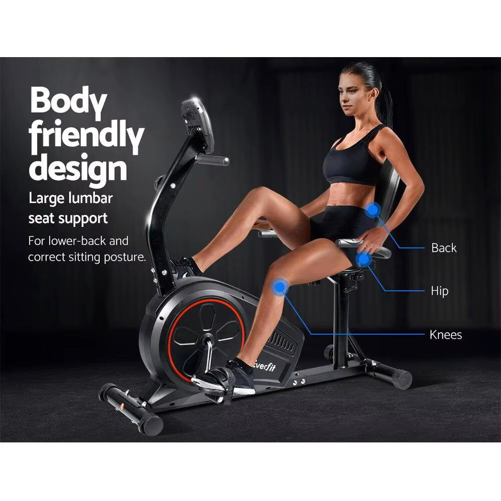 Recumbent Exercise Bike Magnetic Home Gym 8 Levels of Resistance Low Impact Cardio Workout