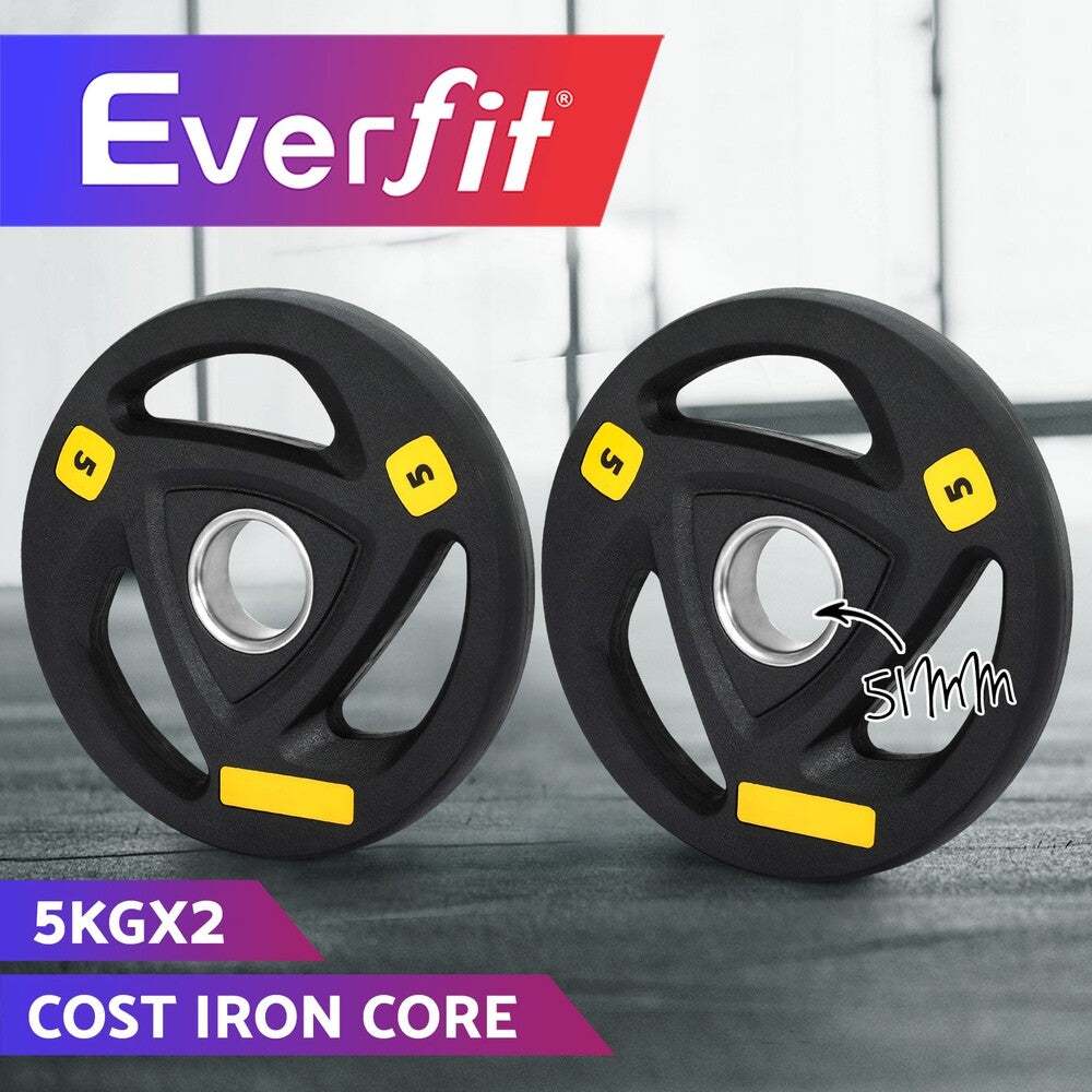 Everfit Weight Plates Olympic 5Kgx2 Dumbbells Barbells Lifting Home Lifting