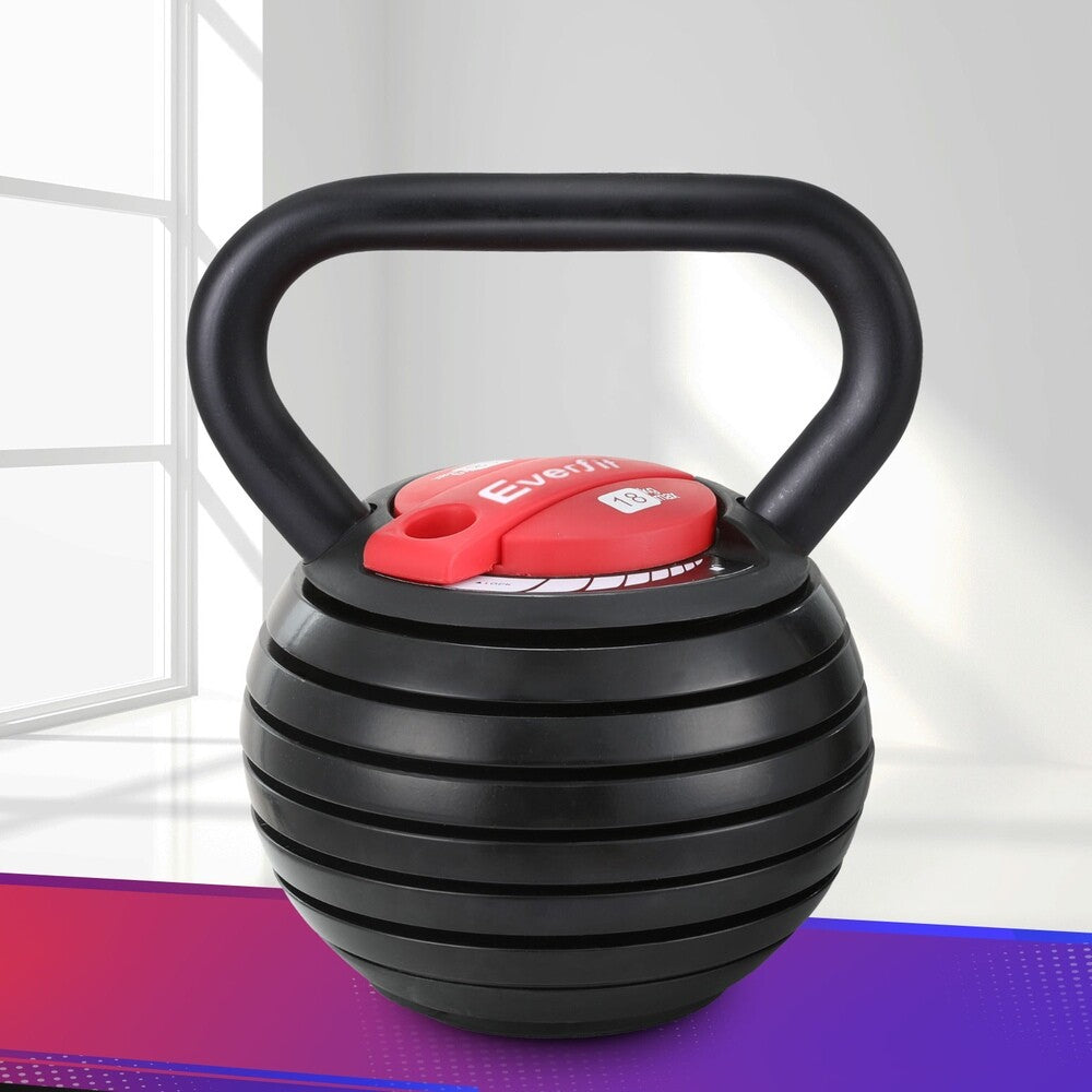 Everfit 18Kg Adjustable Kettlebell Set Portable Kettle Bell Weight Dumbbells