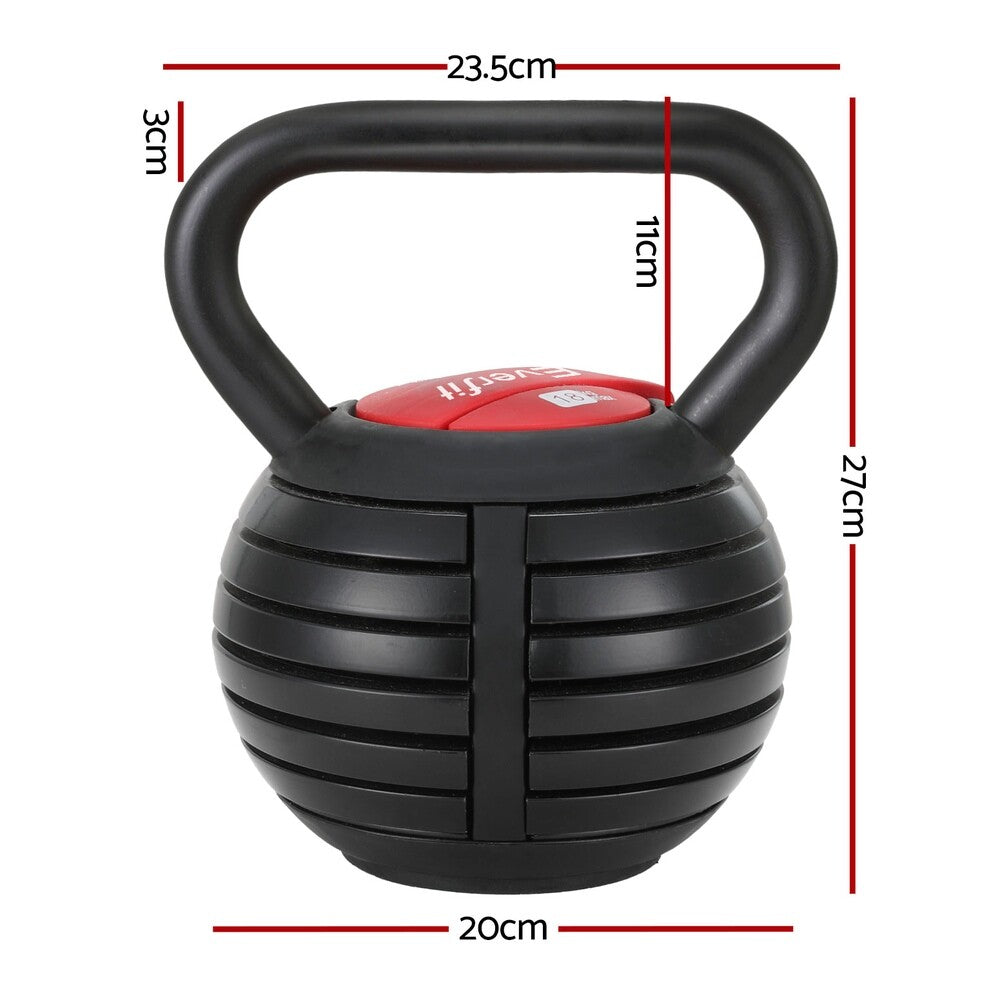 Everfit 18Kg Adjustable Kettlebell Set Portable Kettle Bell Weight Dumbbells
