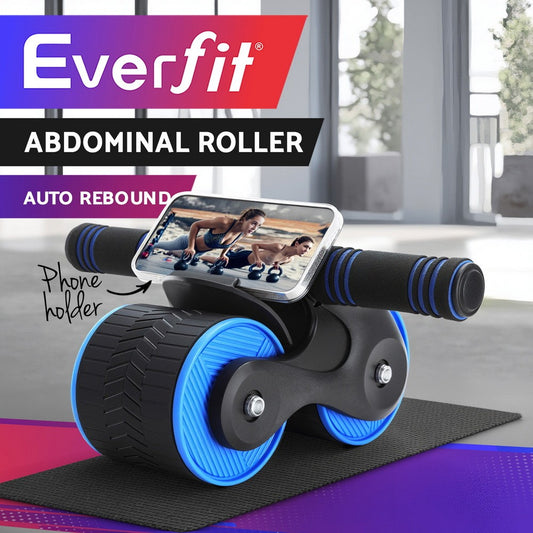 Everfit Ab Roller Automatic Rebound Abdominal Wheel Home Gym Workout Blue