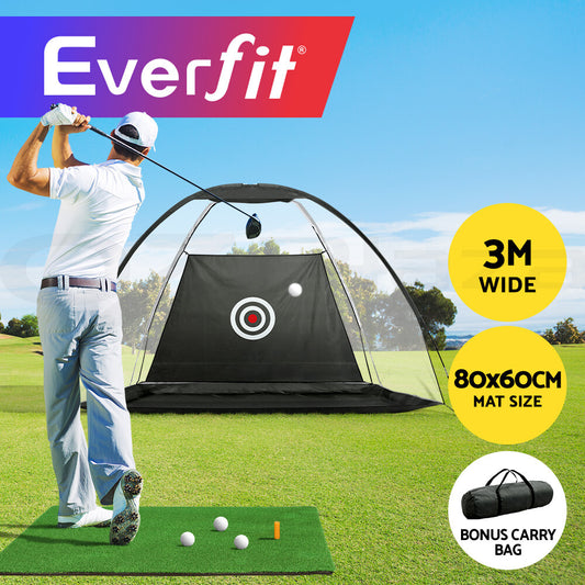 Everfit Golf Practice Net and Training Mat Set Cage Training Aid Hitting Mat